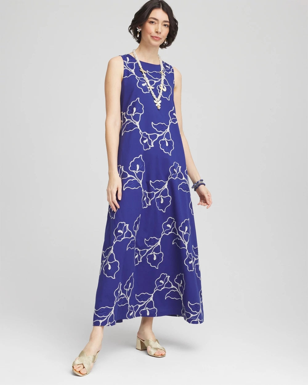Chico's Clothing Embroidered Sleeveless Maxi Dress