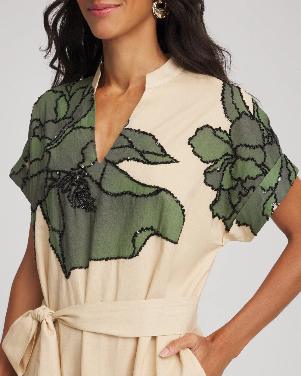 Chico's Clothing Printed Cotton-Voile Popover Midi Dress