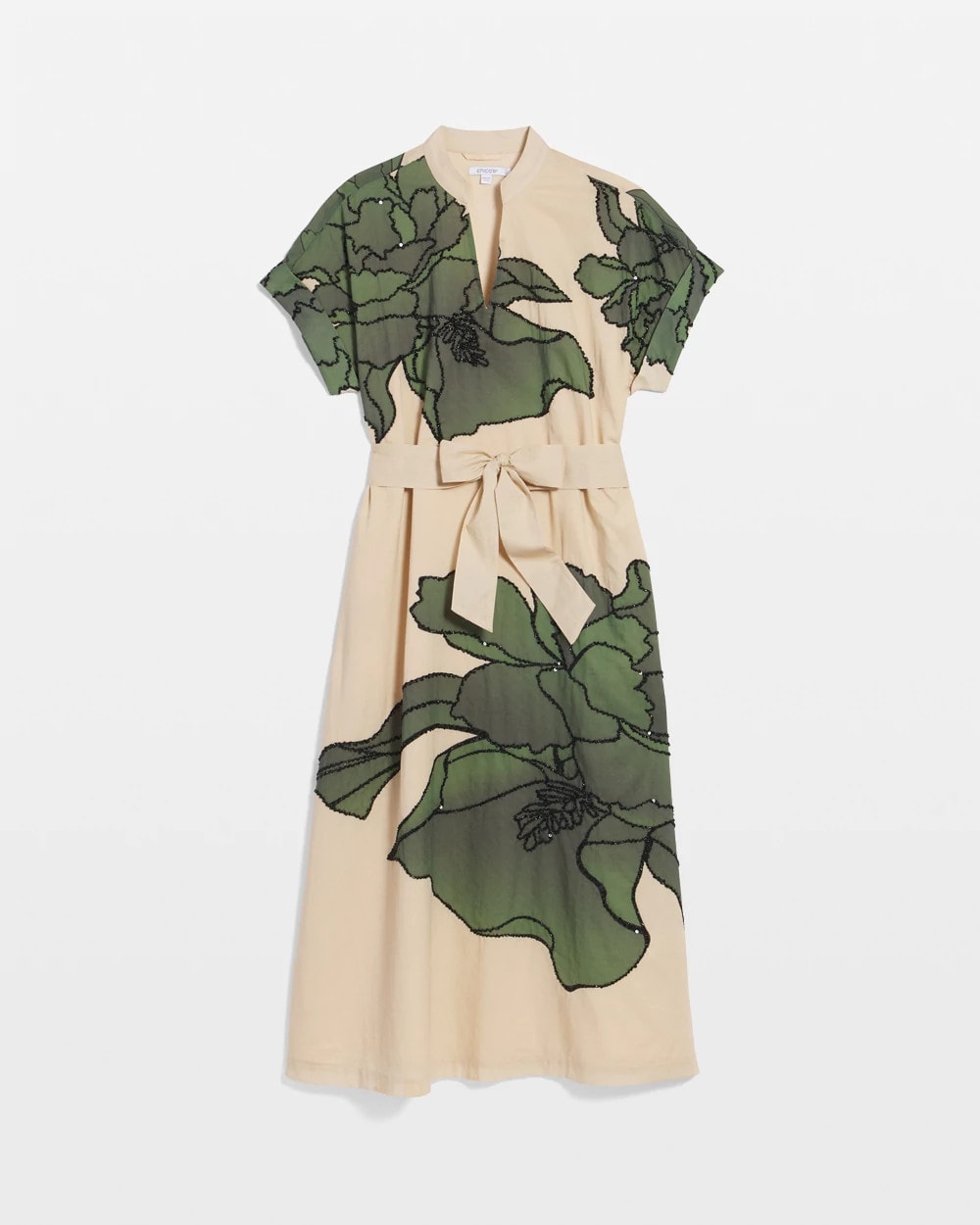 Chico's Clothing Printed Cotton-Voile Popover Midi Dress