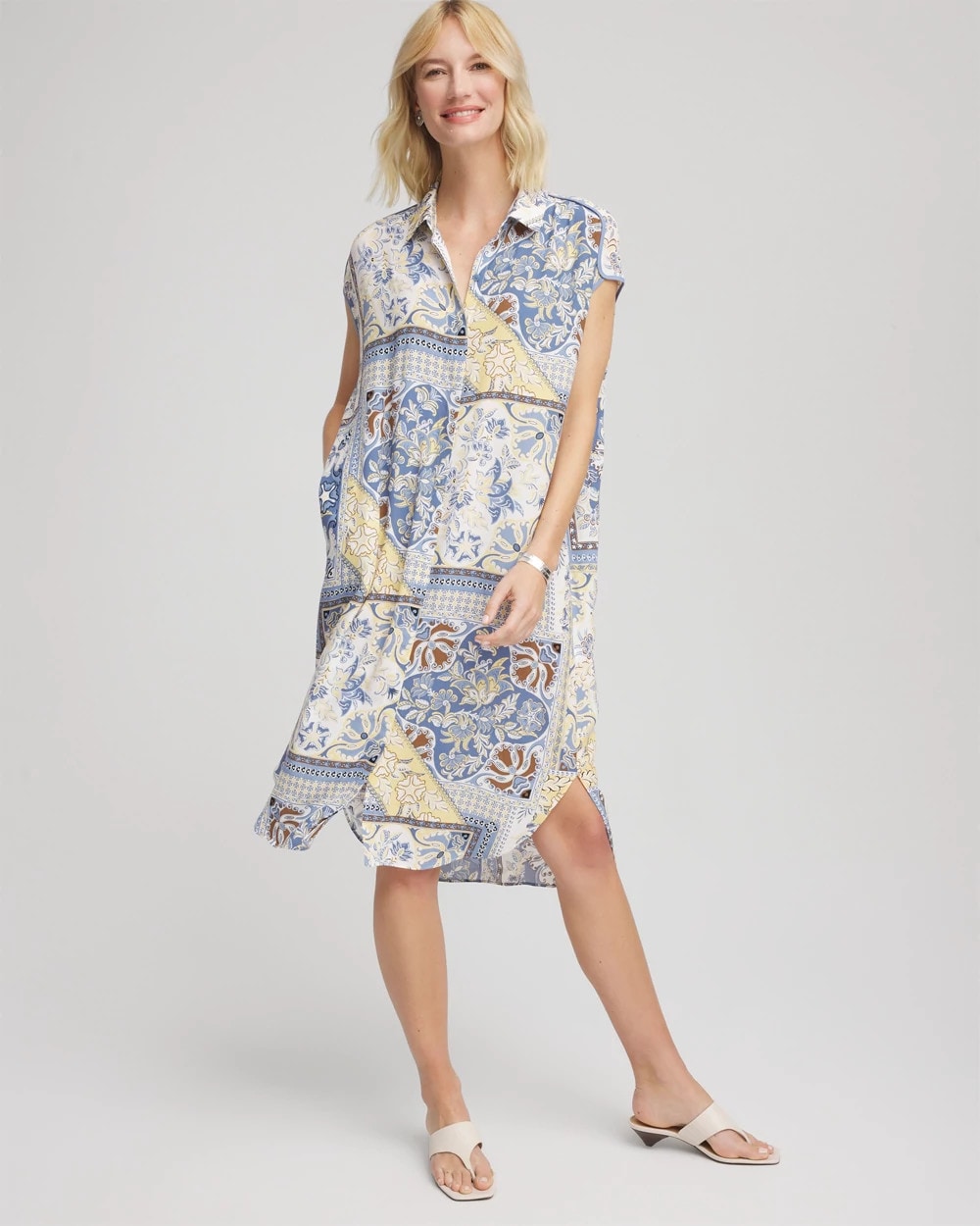 Chico's Clothing Floral Patchwork Short Shirtdress
