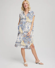 Chico's Clothing Floral Patchwork Short Shirtdress