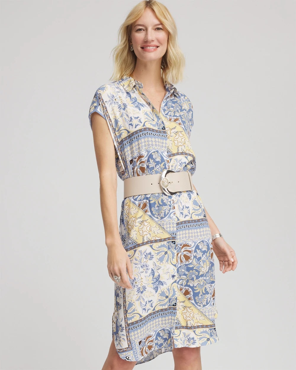 Chico's Clothing Floral Patchwork Short Shirtdress