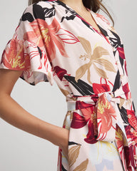 Chico's Clothing Tonal Floral Ruffle-Sleeved Midi Dress
