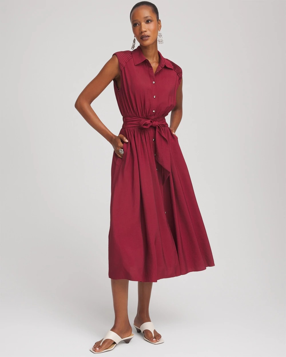 Chico's Clothing Smocked-Waist Shirtdress