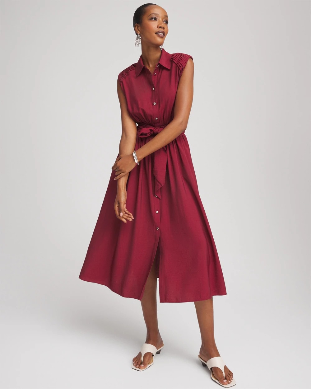 Chico's Clothing Smocked-Waist Shirtdress