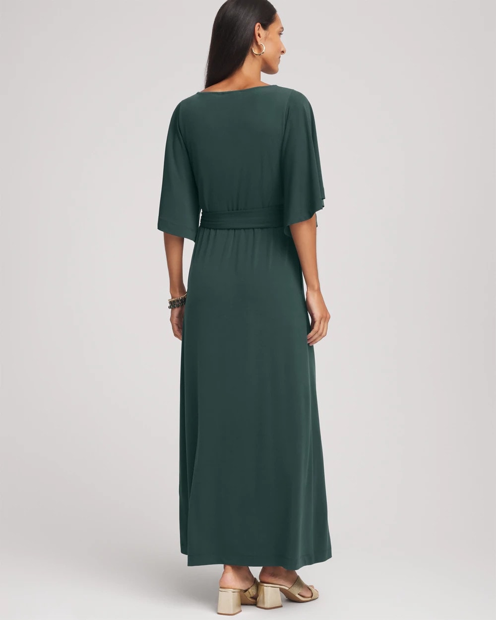 Chico's Clothing Belted Flutter-Sleeve Maxi Dress