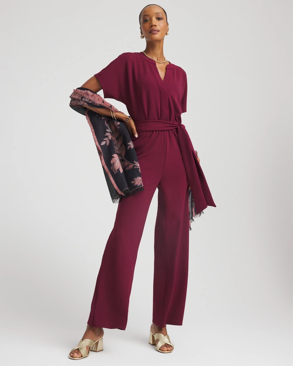 Chico's Clothing Belted Dolman-Sleeve Jumpsuit