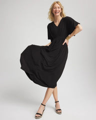 Chico's Clothing Flutter-Sleeved Jersey Maxi Dress