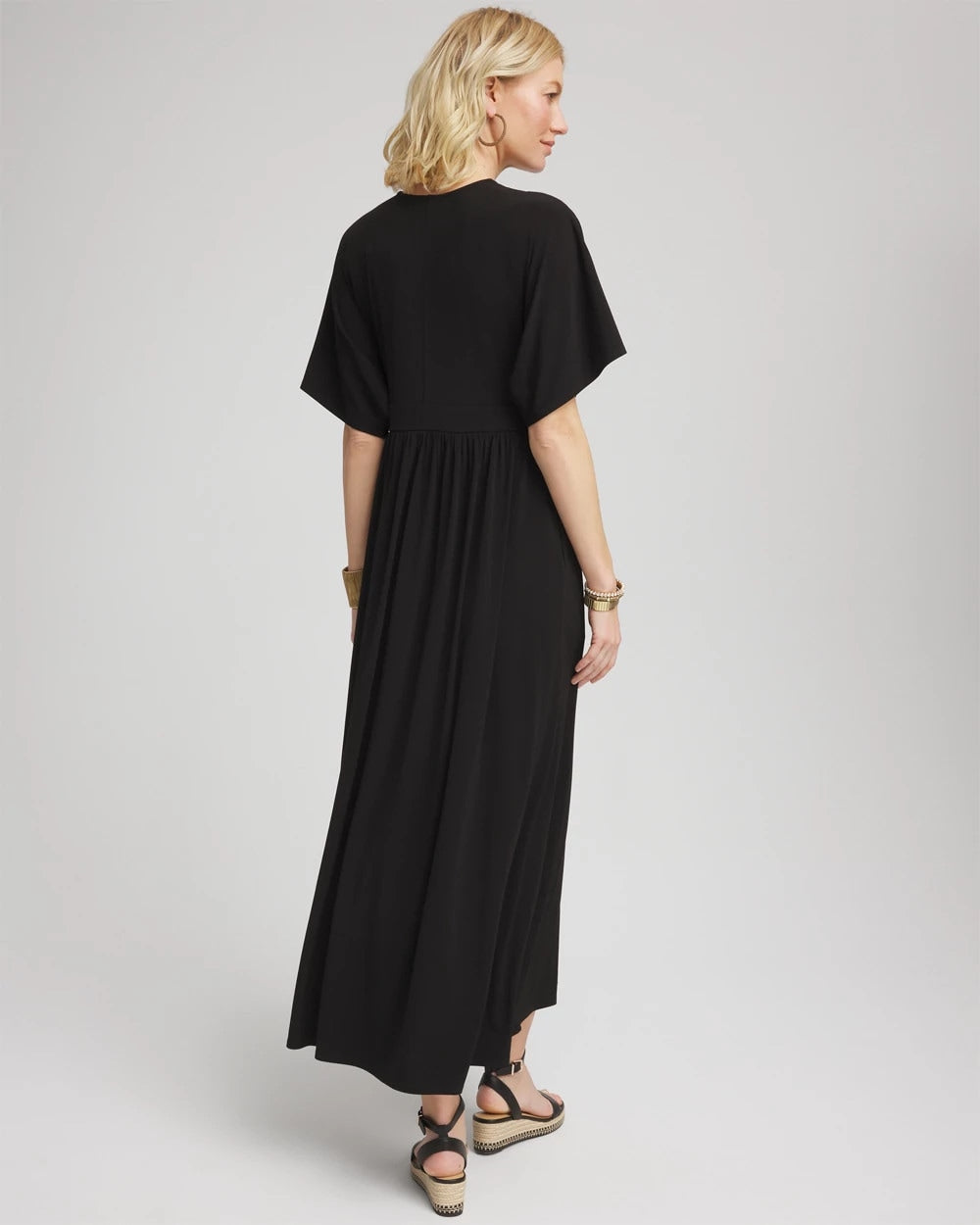 Chico's Clothing Flutter-Sleeved Jersey Maxi Dress