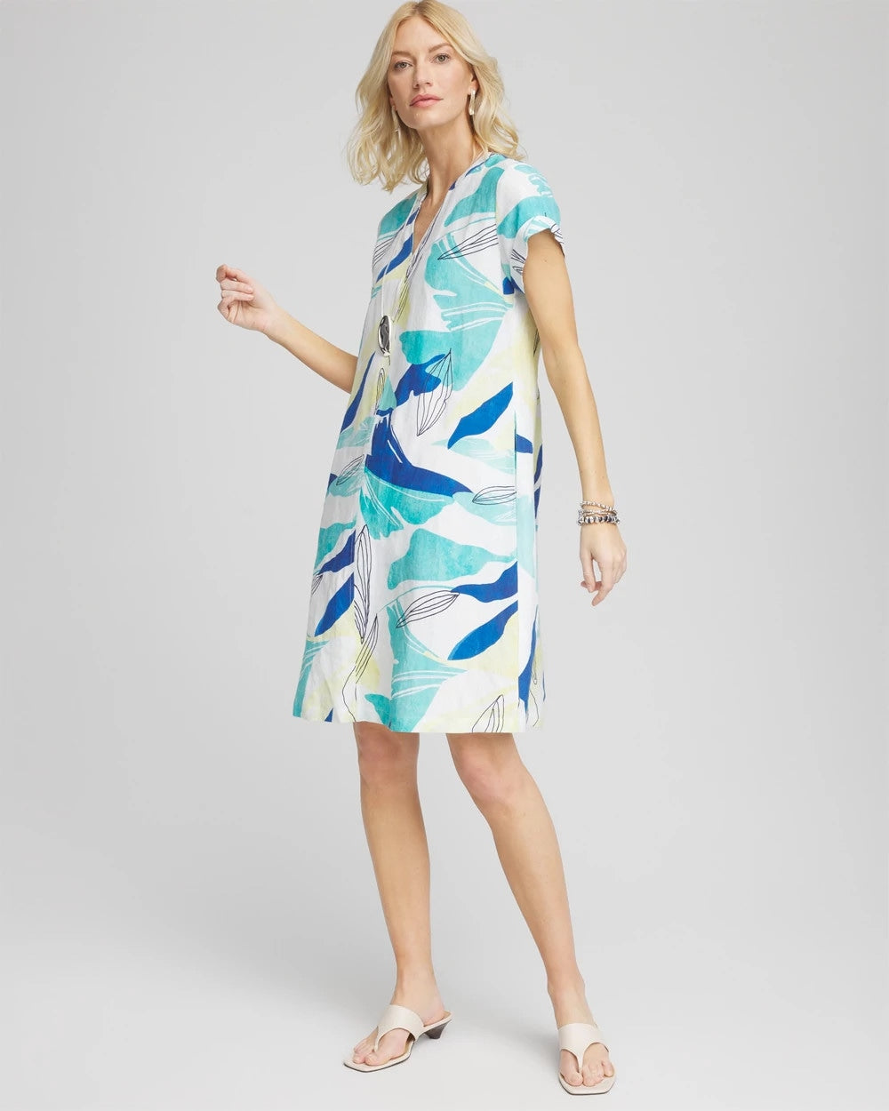 Chico's Clothing Cuff Sleeve Linen Dress