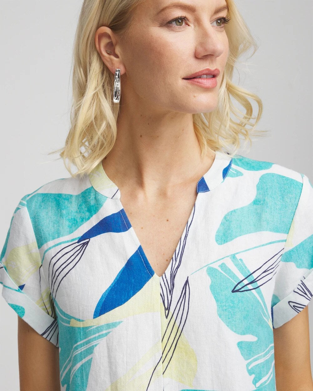 Chico's Clothing Cuff Sleeve Linen Dress
