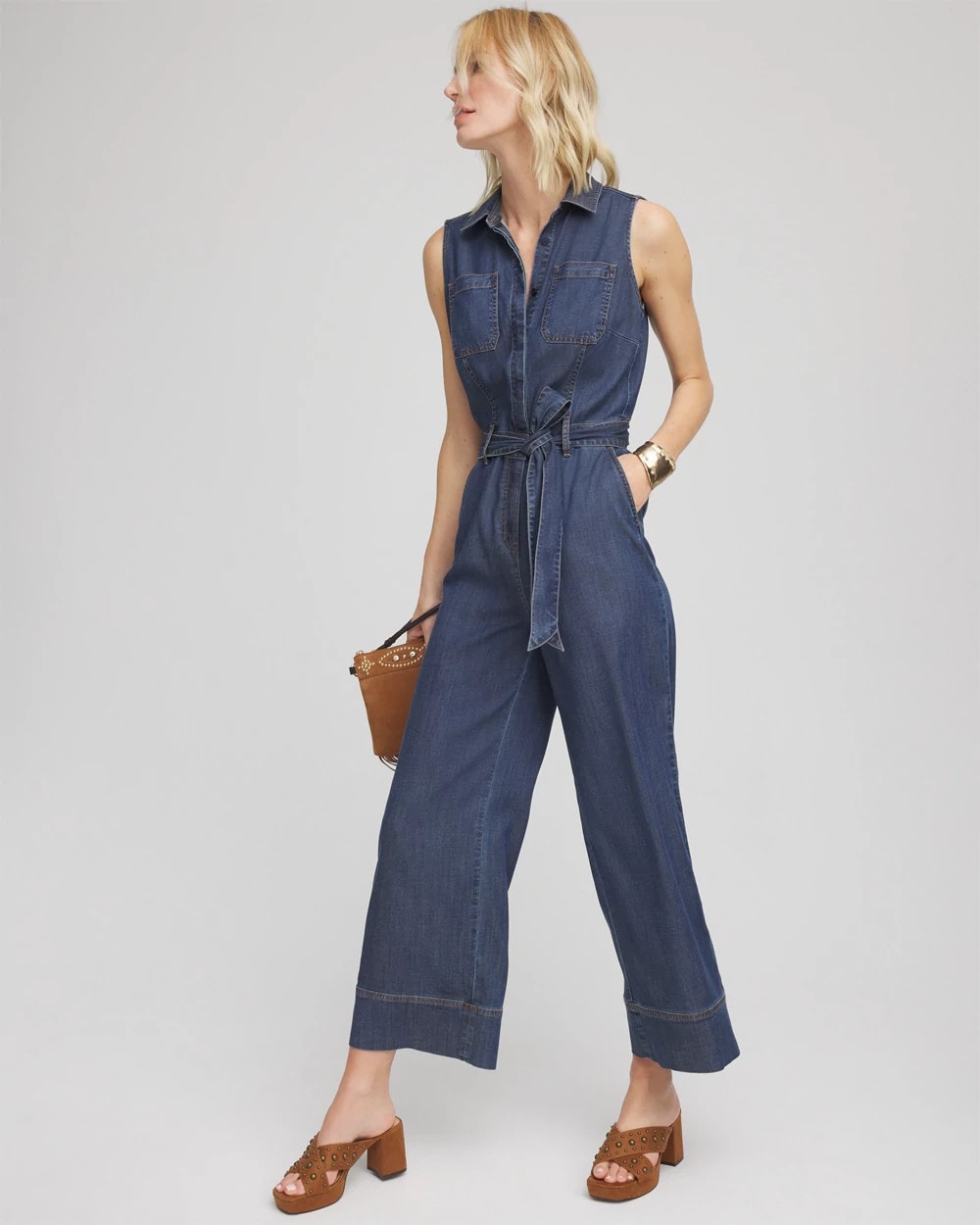 Chico's Clothing Denim Wide-Leg Jumpsuit