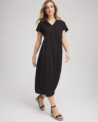 Chico's Clothing Silk-Twill Popover Midi Dress