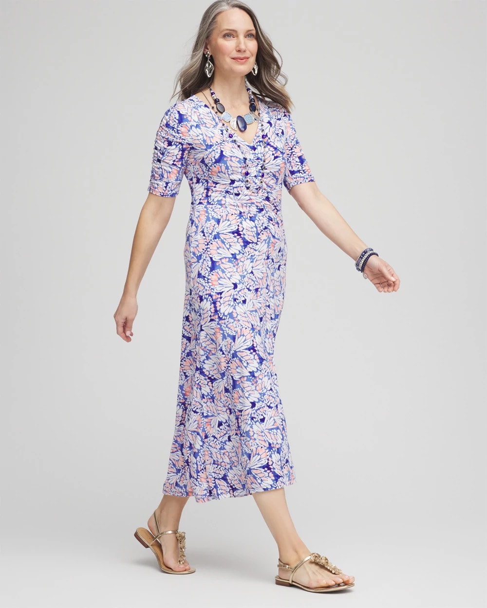 Chico's Clothing Ruched Jersey Midi Dress