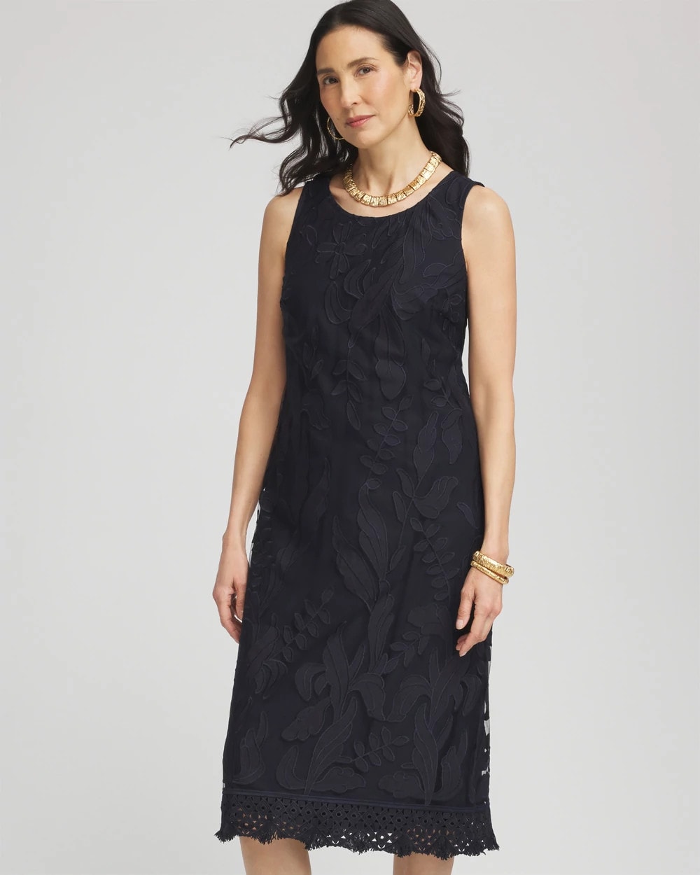 Chico's Clothing Travelers™ Mesh Appliqué Midi Dress