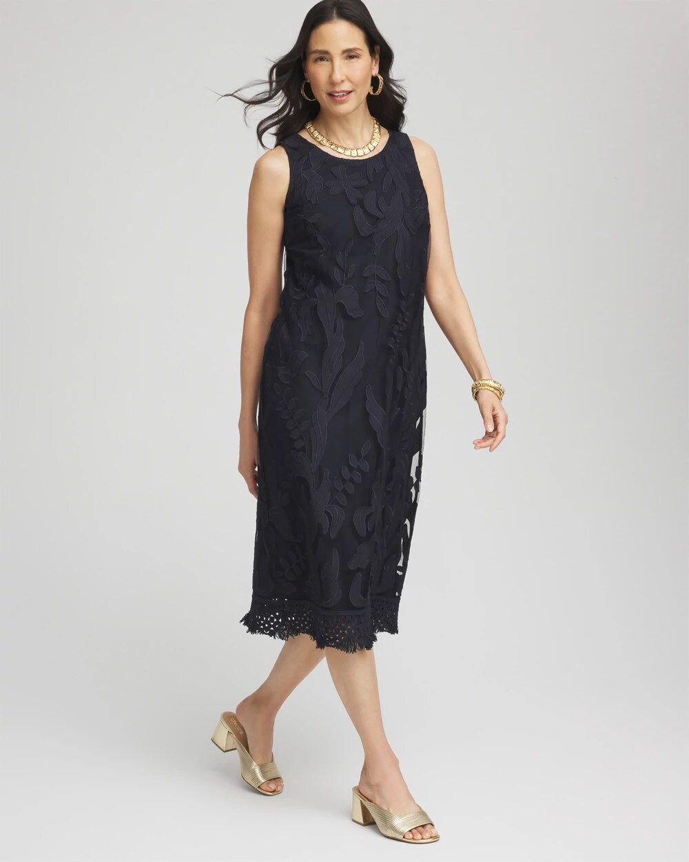 Chico's Clothing Travelers™ Mesh Appliqué Midi Dress