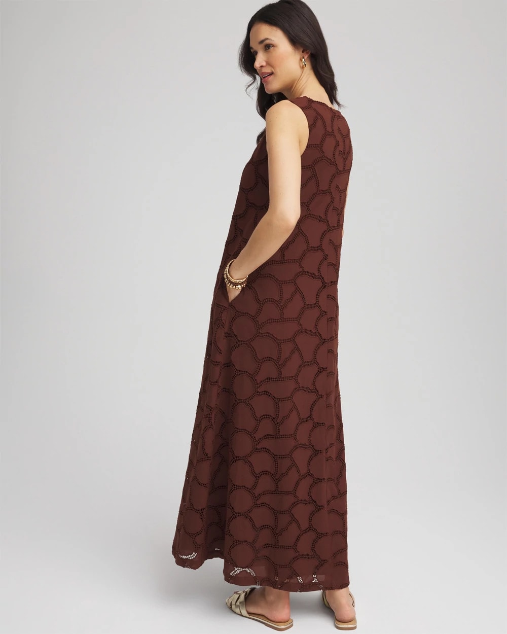 Chico's Clothing Eyelet Cutout Maxi Tank Dress