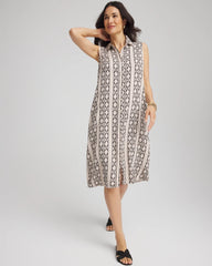 Chico's Clothing Printed Sleeveless Silk-Twill Shirtdress