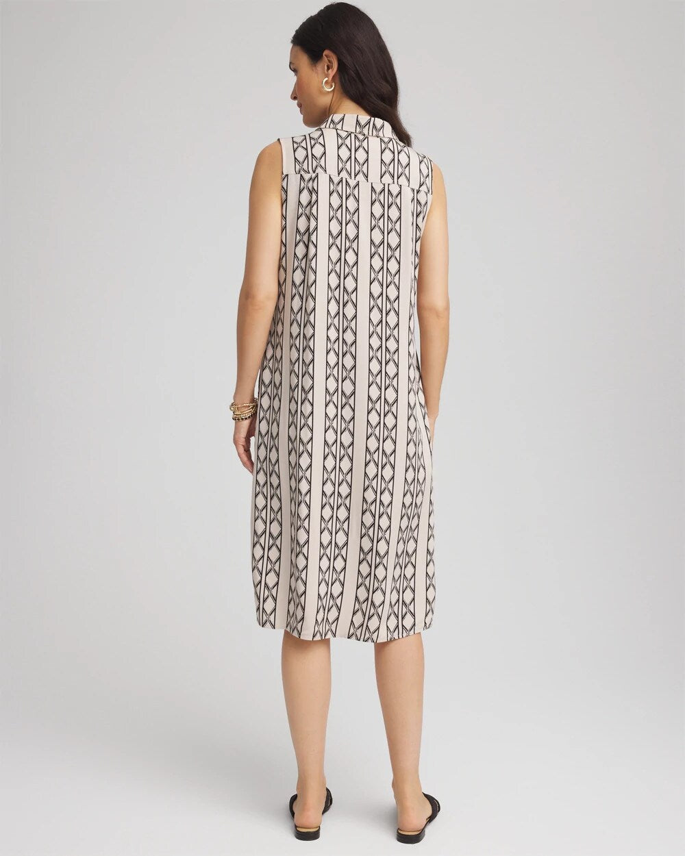 Chico's Clothing Printed Sleeveless Silk-Twill Shirtdress