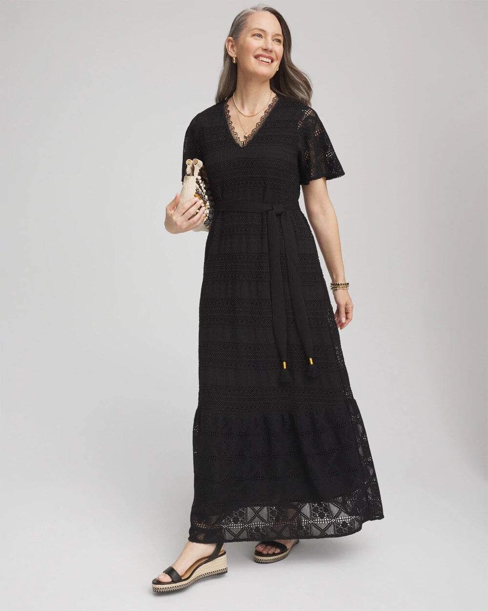 Chico's Clothing Crochet-Lace Maxi Dress