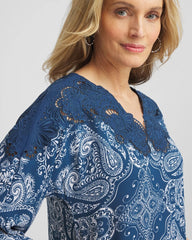Chico's Clothing Crepe Lace-Neck Dress