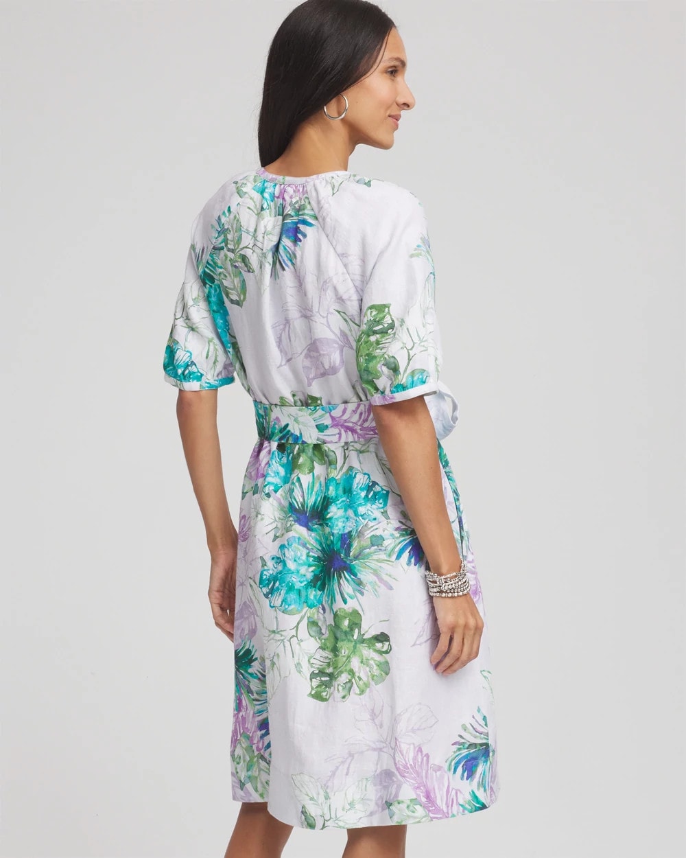 Chico's Clothing Floral Linen Shirtdress