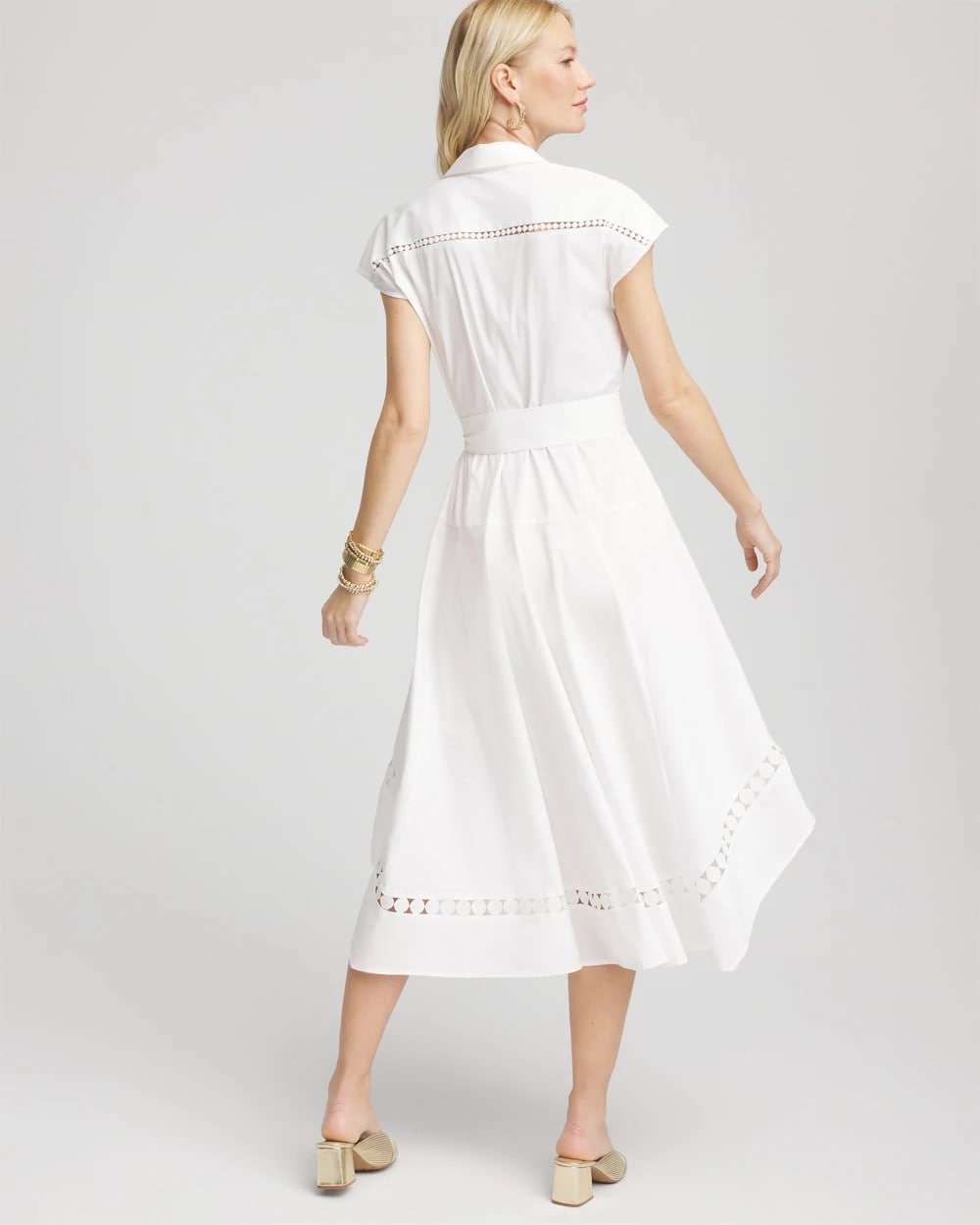 Chico's Clothing Poplin Circle Trim Maxi Shirtdress