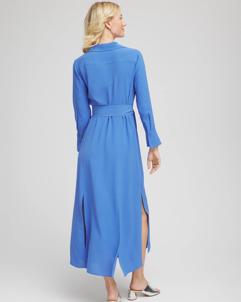Chico's Clothing Belted Split Hem Maxi Shirtdress