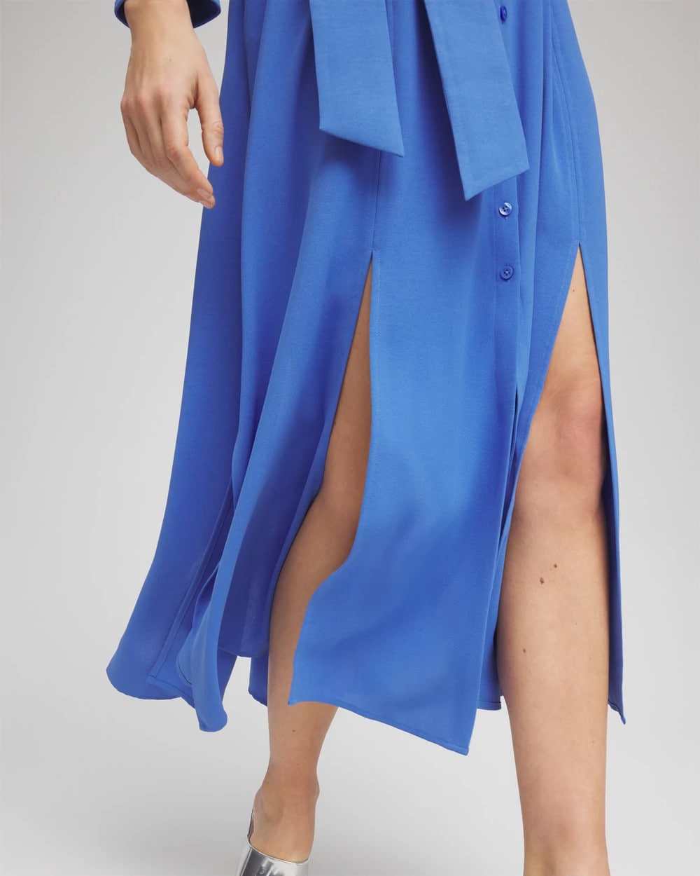 Chico's Clothing Belted Split Hem Maxi Shirtdress