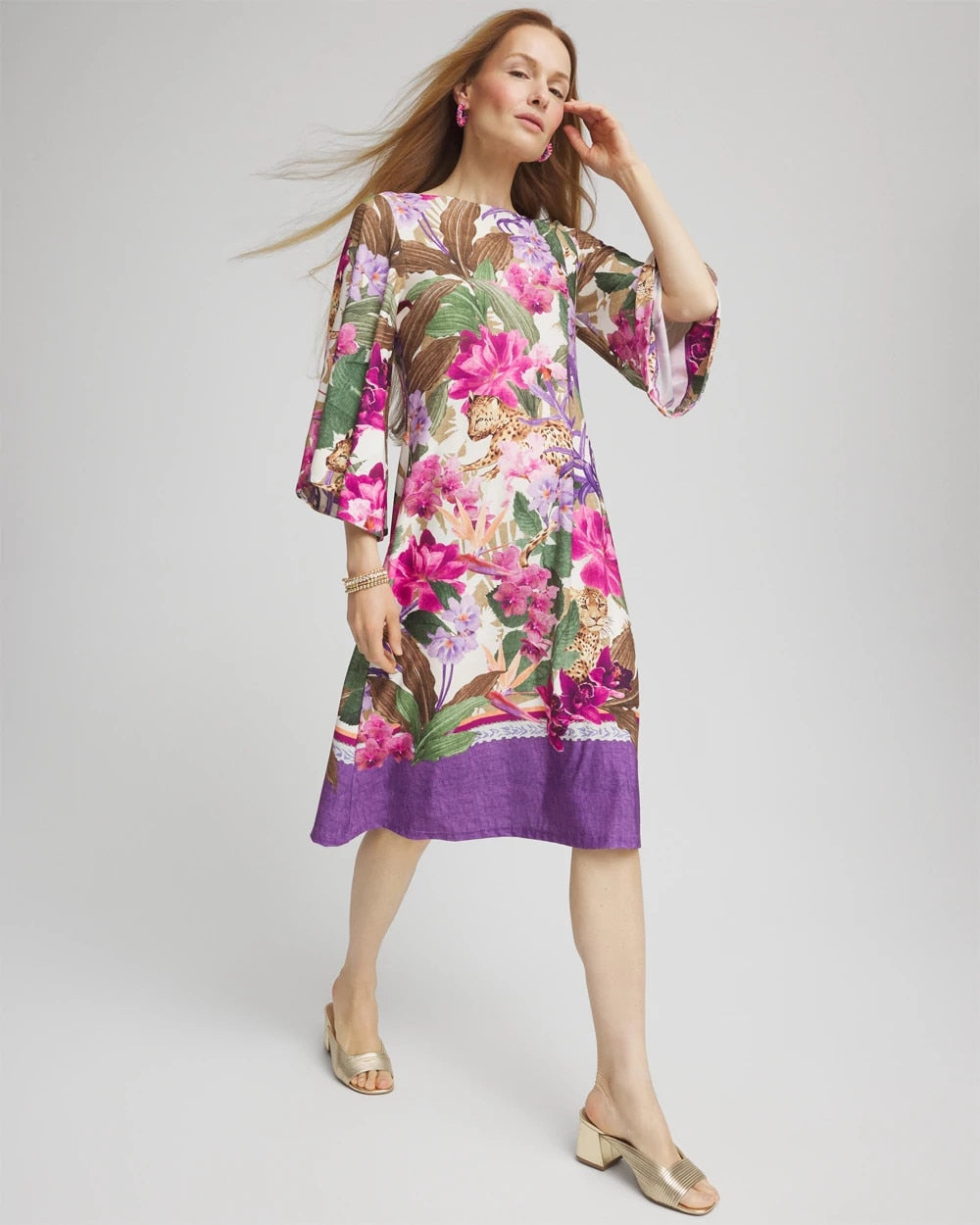 Chico's Clothing Island Angel-Sleeve Boat Neck Dress
