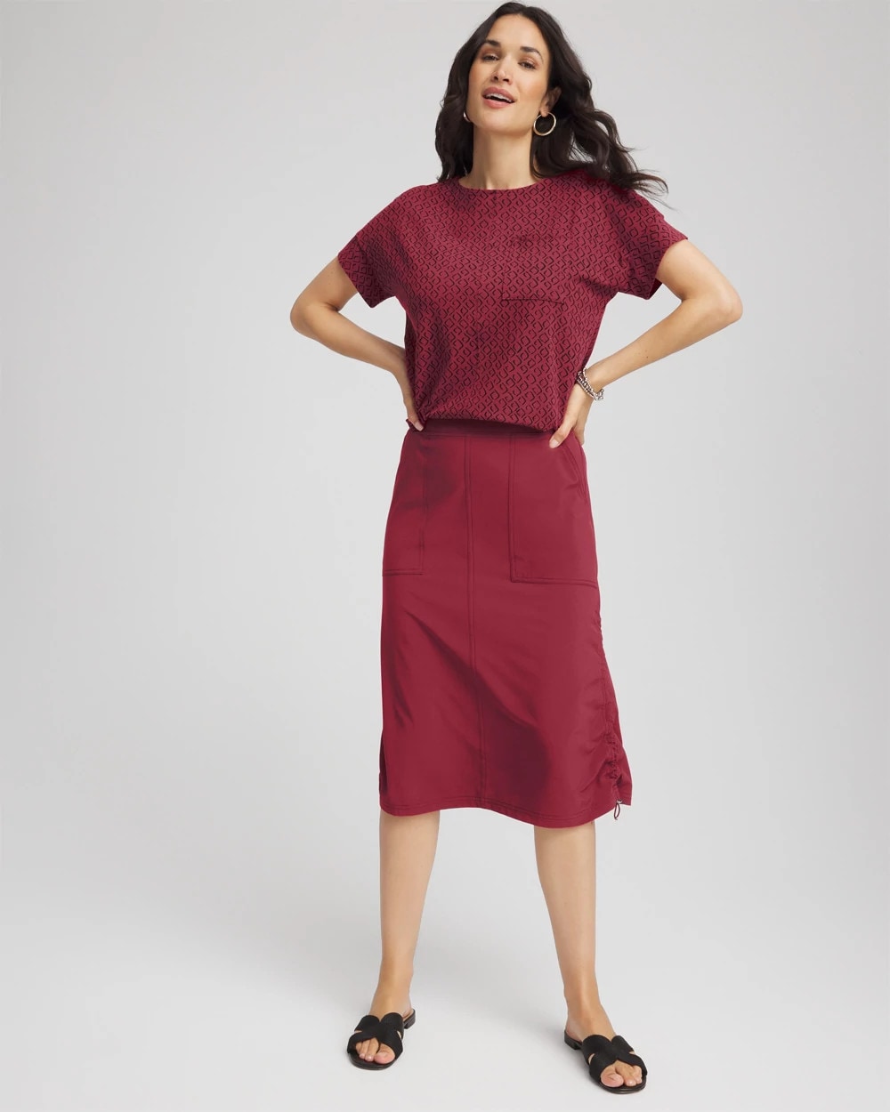 Chico's Clothing Zenergy® UPF Bungee-Hem Pull-On Skirt