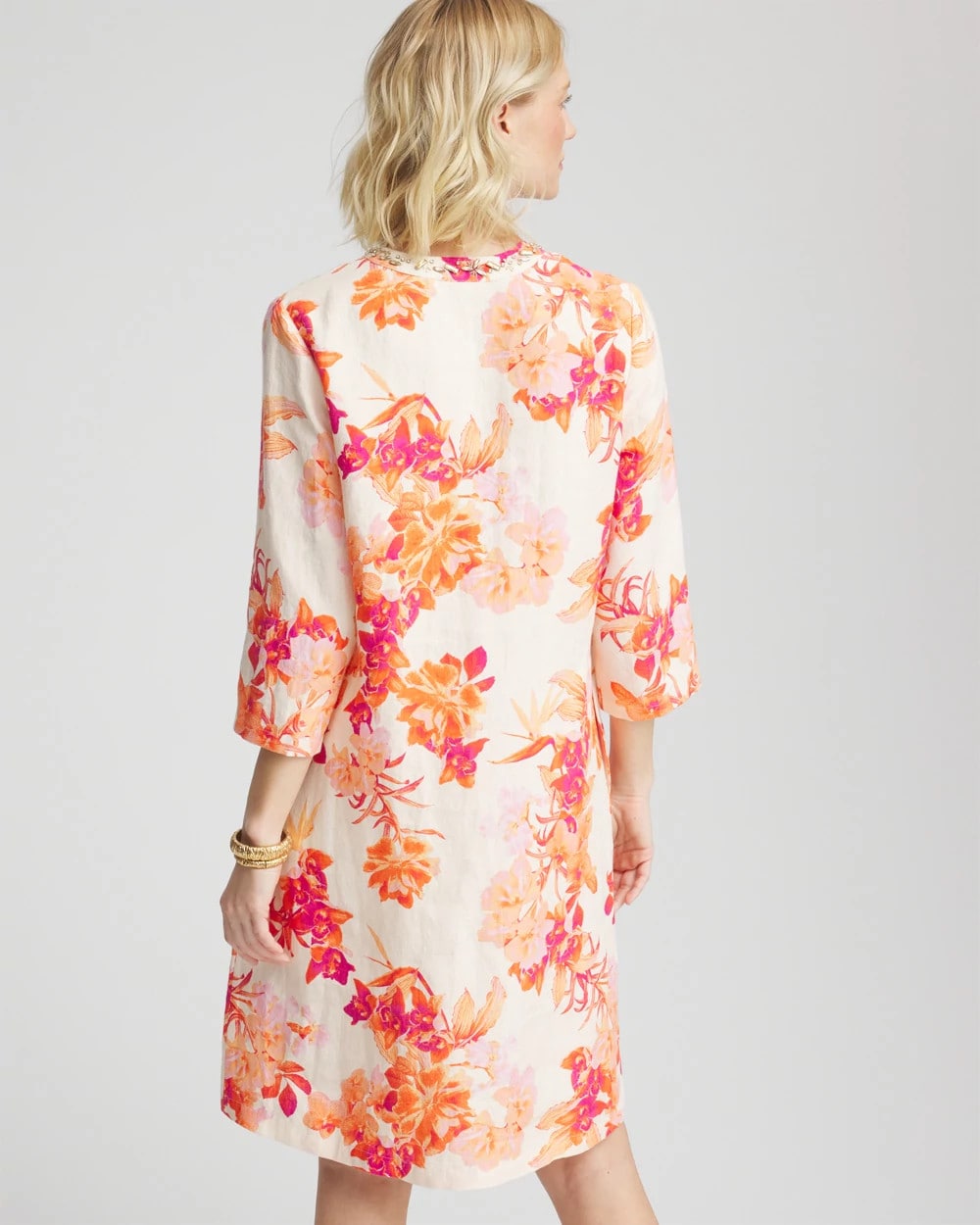 Chico's Clothing Embellished Linen Kurta Dress