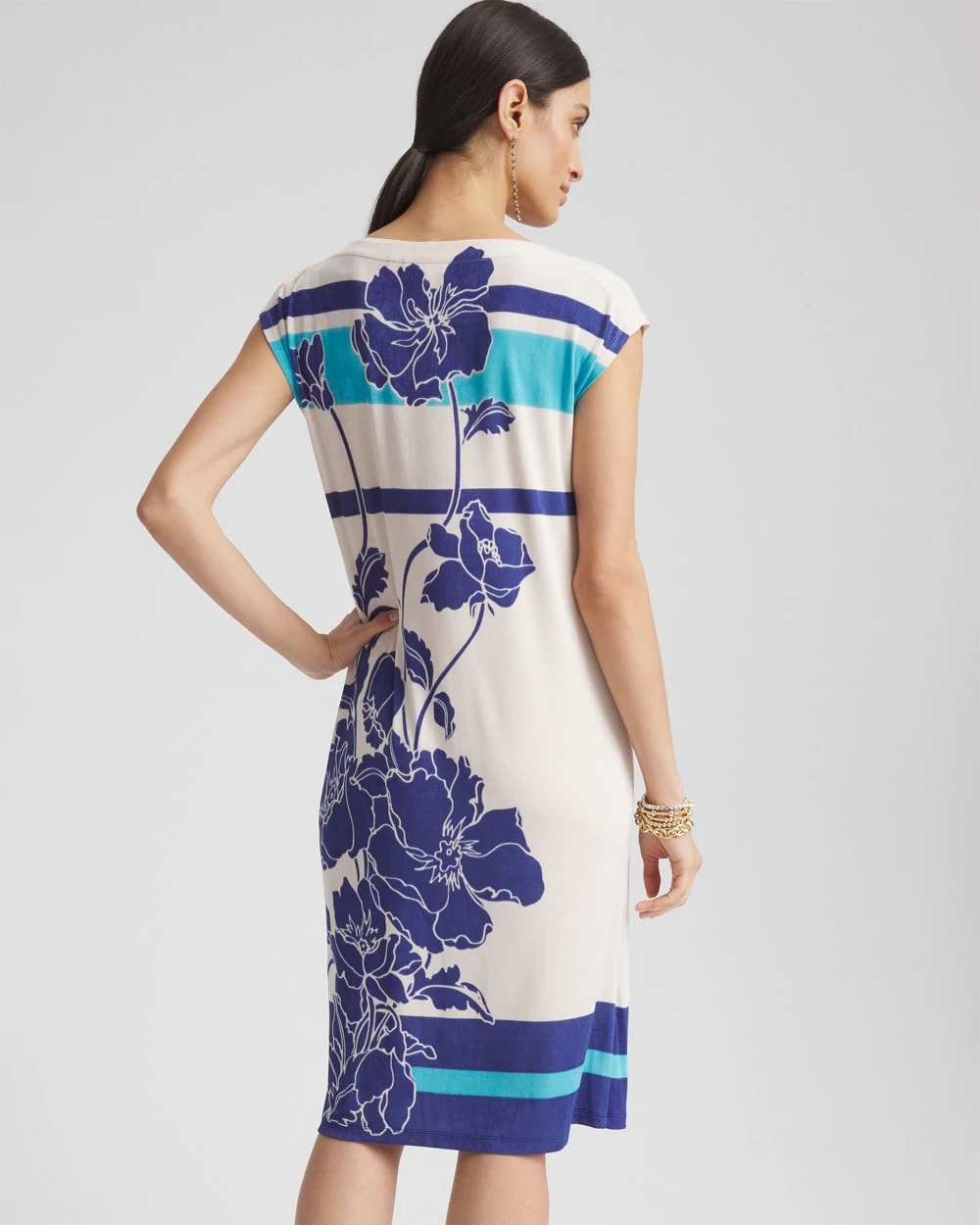 Chico's Clothing Travelers™ Wildflower Cap-Sleeved Column Dress