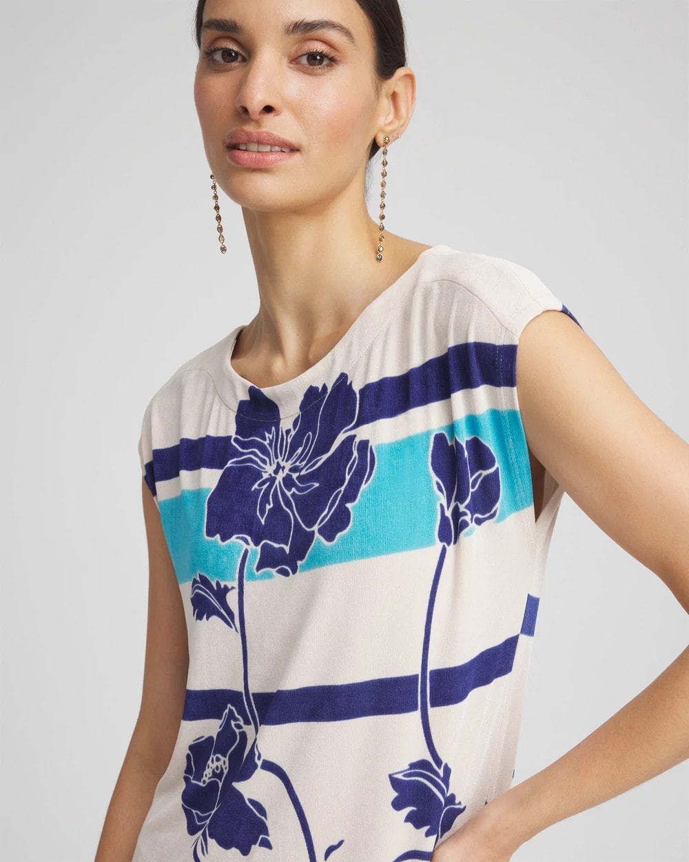 Chico's Clothing Travelers™ Wildflower Cap-Sleeved Column Dress