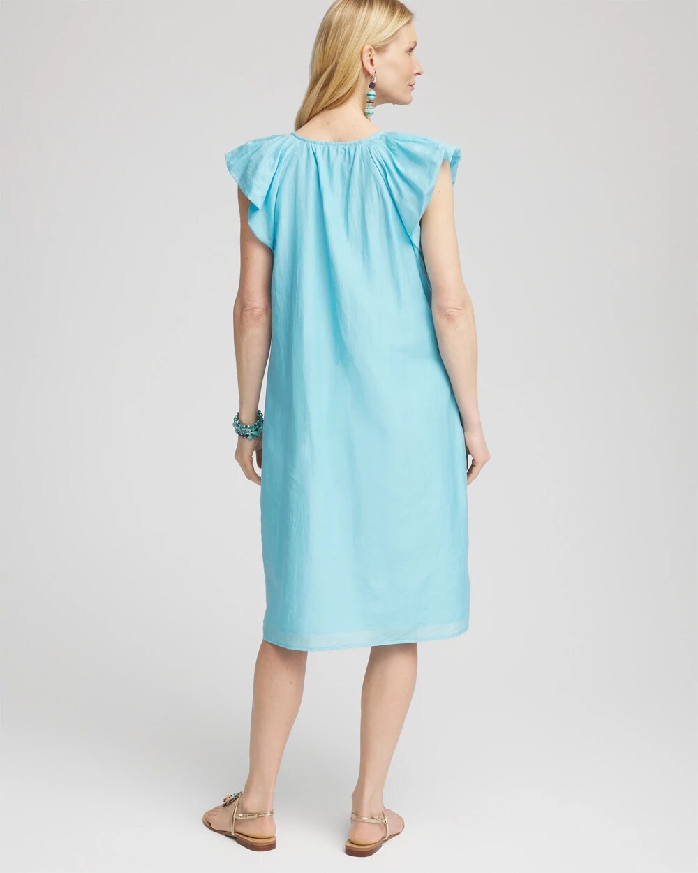 Chico's Clothing Cotton-Silk Voile Popover Dress