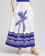 Chico's Clothing Tropical Smocked Waist Pull-On Skirt