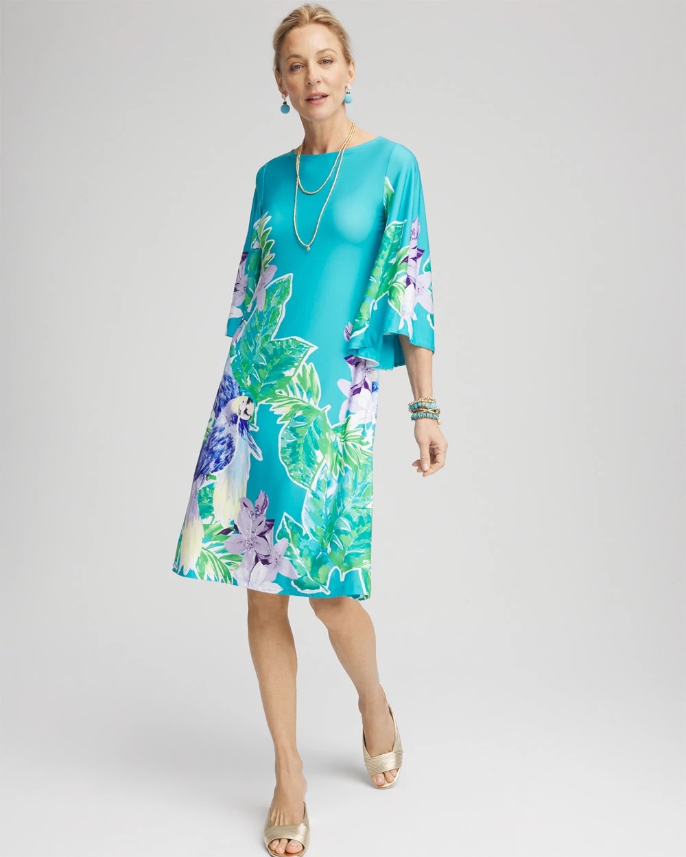Chico's Clothing Angel-Sleeve Boat Neck Dress