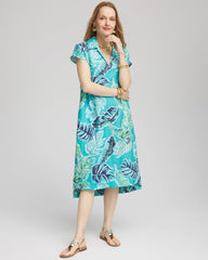 Chico's Clothing Tropical Linen Midi Dress