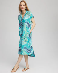Chico's Clothing Tropical Linen Midi Dress