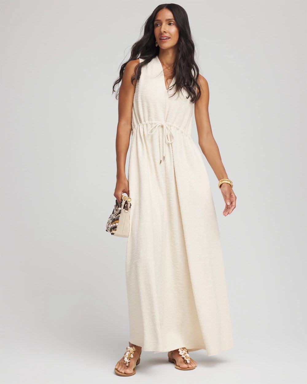 Chico's Clothing Sleeveless Tweed Maxi Dress
