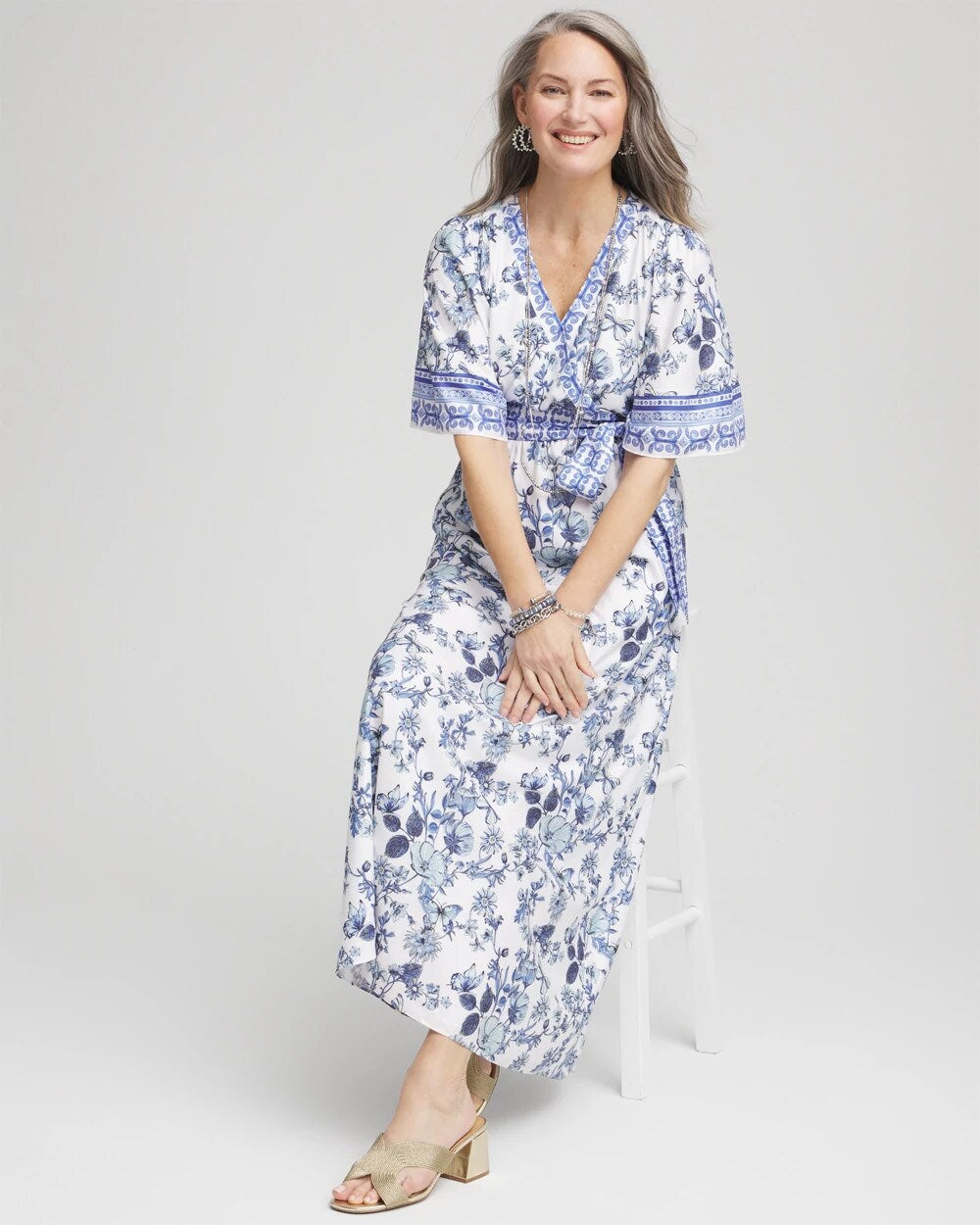 Chico's Clothing Surplice Matte Satin Maxi Dress