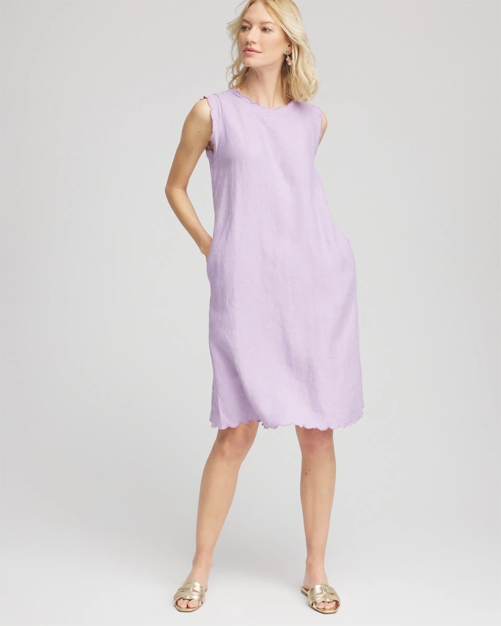 Chico's Clothing Sleeveless Scalloped Trim Dress