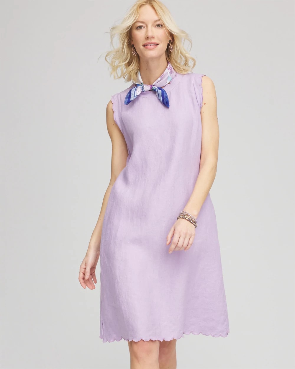 Chico's Clothing Sleeveless Scalloped Trim Dress