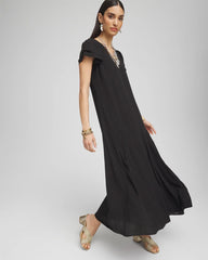 Chico's Clothing Crepe V-Neck Maxi Dress