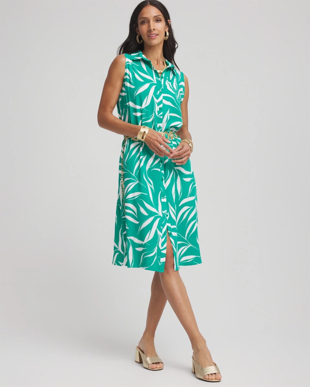 Chico's Clothing Rayon Silk Sleeveless Shirtdress