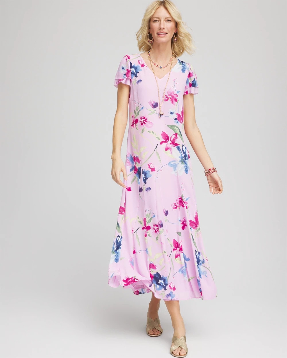 Chico's Clothing Crepe V-Neck Maxi Dress