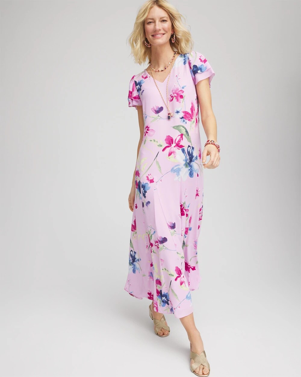 Chico's Clothing Crepe V-Neck Maxi Dress