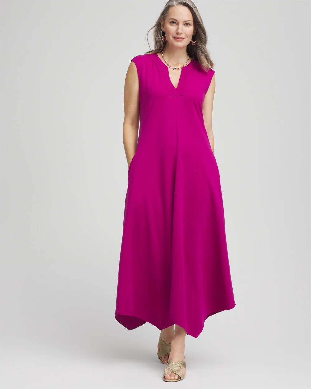 Chico's Clothing Trapunto Placket Midi Dress