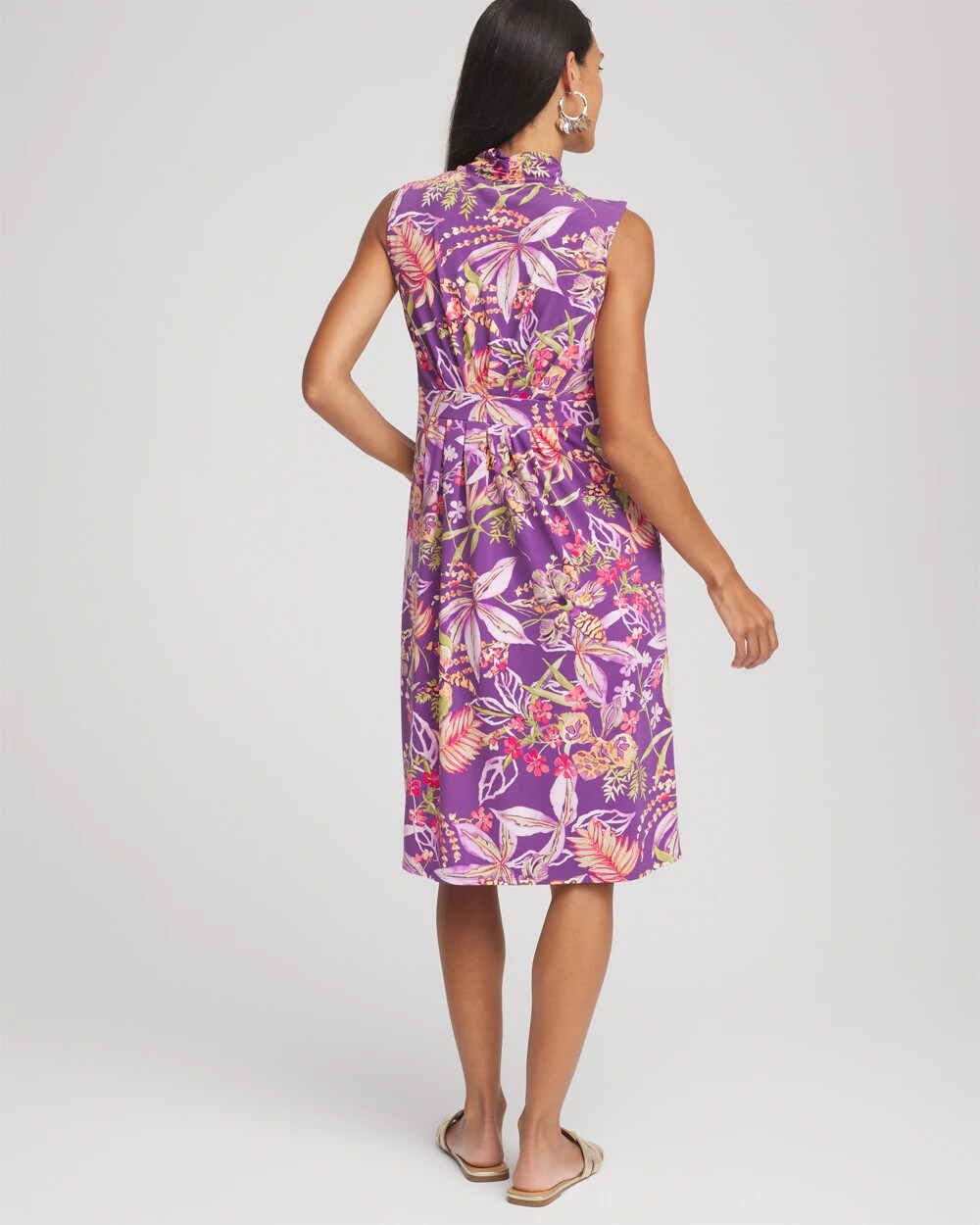 Chico's Clothing Floral Pleated Jersey Dress