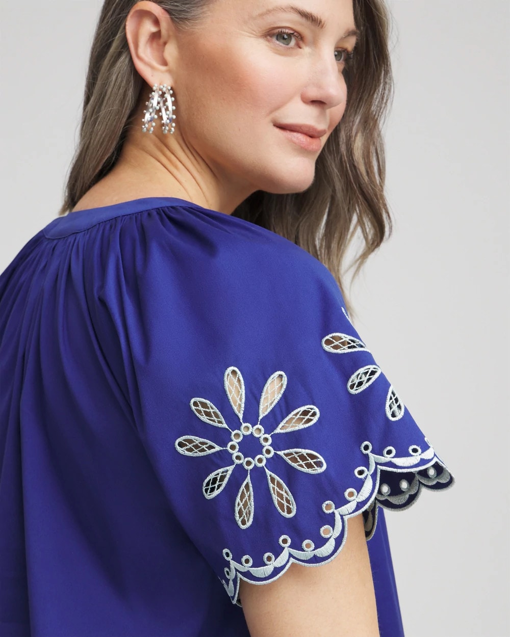 Chico's Clothing Embroidered Poplin Popover Dress